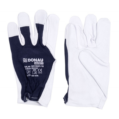 Guanti da lavoro con impugnatura in pelle di capra e dorso in PL Donau Safety conf. 12 pz Tg. 8/M - 32113221-08